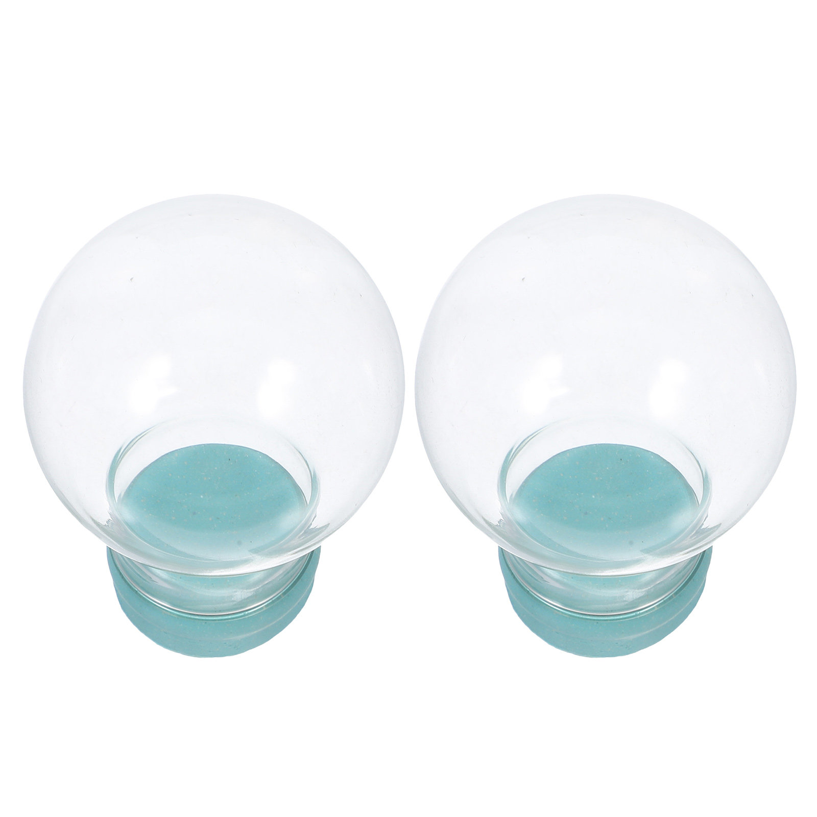 Plastic Dome Clear - 2 ชิ้น ลูกบอลหิมะใสทรงโดมแก้ว DIY แบบเติมได้ ฐานยาง