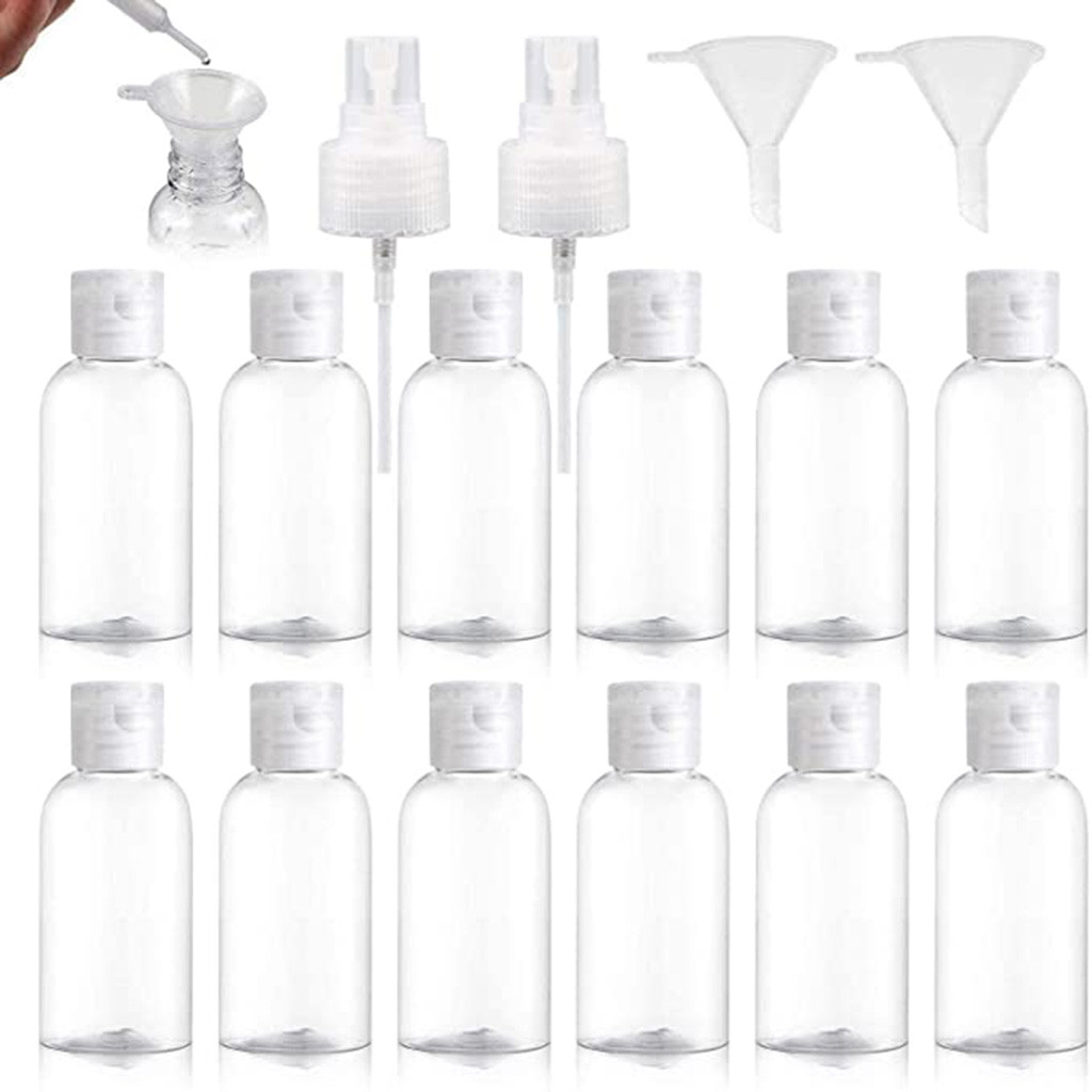 Misting Bottle Fine - ชุดขวดพลาสติกใสแบบเปล่า พร้อมหัวปั๊ม ช่องเติม ขวดแบบพกพาสำหรับเติมของเหลว ขนาด 30